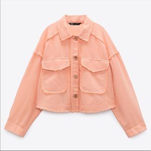 Cropped frayed over shirt - tangerine